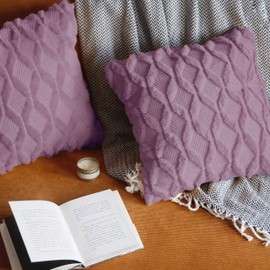 Pagnanno. Set of 2 Soft Velvet Cushion Covers 45x45cm(18x18 Inches) Fluff Throw Pillowcases Square Cushion Covers for Chairs,living room,bedroom with Invisible Zipper (18"x18" (Pack of 2), Lilac)
