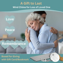 Campanas de viento conmemorativas para la pérdida de un ser querido, campanillas de viento de condolencias, campanillas de viento conmemorativas, tamaño grande de 26 pulgadas, color plateado, campanillas de viento de duelo al aire última intervensión, re