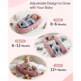 Baby Lounger - Infant Lounger for Newborn 0-24 Months, Pure Cotton Breathable Baby Nest Lounger Cover, Newborn Essentials for Baby Boys & Girls, Portable Baby Lounger for Home and Travel