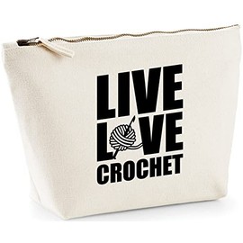 Hippowarehouse Live Love Crochet printed make up cosmetic wash bag 18x19x9cm