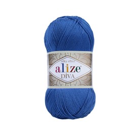 Alize Diva Knitting Yarn 100 g Summer Wool Crochet Yarn Wool Summer Knitting Crochet, Colour: 132 Royal Blue