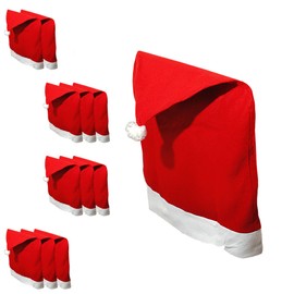 Cepewa Chair Cover Santa Hat Set of 12 Felt Chair Cover 50 x 60 cm Santa Hat Cover (1 x Set of 12 Chair Covers)