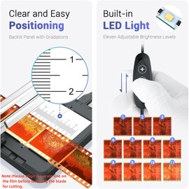 Professional Slide Film Cutter for 35MM & 120 Medium-Format Negatives, Negative Film Cutter with Built-in 11 Levels Adjustable Backlight, Old Photo Cutting Straight Accessories