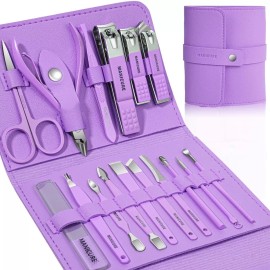 Leipple Kit Corta Uñas 16pz Acero Inoxidable Manicure Pedicure Aseo