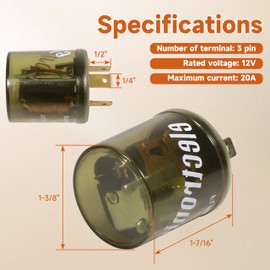 YiEC ZAN LED Flasher Relay 3 Pin 12V Electronic LED Turn Signal Flasher Blinker Relay 3-terminal for Cars Trucks Motorcycles, 3 Prong Round (2pcs 3-pin, Without Ground Wire)