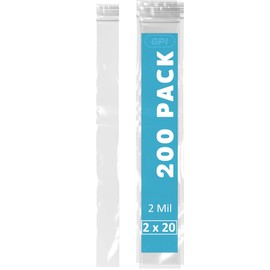 Bolsas de plástico transparente con cierre de 2 x 20 pulgadas, paquete de 200, bolsas de plástico transparente con cierre, de 2 mm de grosor, bolsas de polietileno resellables para embalaje insencillo
