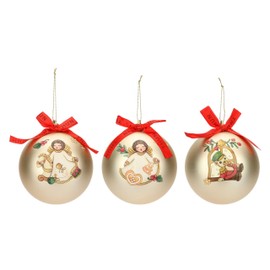 THUN - Set of 3 Gold Christmas Baubles, Polyester, Large, Diameter 10 cm