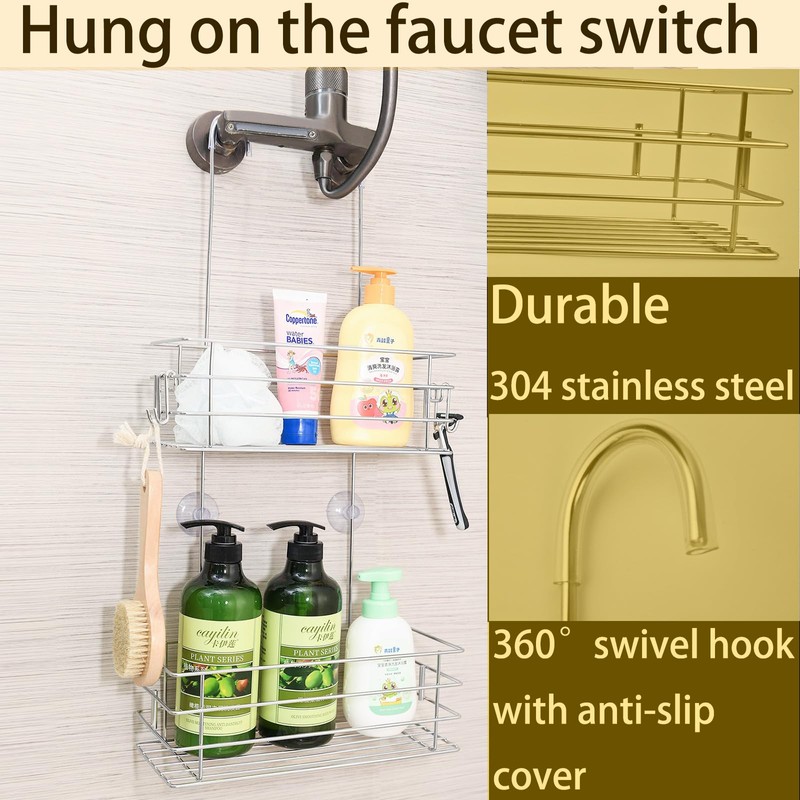 Seltomer Hanging Shower Caddy Bathroom Inside Shower Rack Shampoo Holder