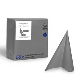 Airlaid Napkins, High-Quality Napkins for Wedding Anniversary, Napkins for Special Occasions, 1/4 Fold, Napkins 40 x 40 cm, Grey