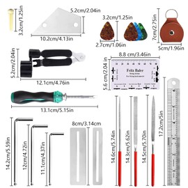 Guitar Repairing Tool Kit WorthPlanet 25Pcs Guitar Repairing Maintenance Tool Kit with Carry Bag Includes String Organizer String Action Ruler Hex Wrench Set for Guitar Ukulele Bass Mandolin W150009