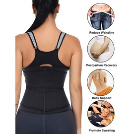DDFS Waist Trainers for Women Belly Fat Corset Seamless Sweat Sports Workout Waist Trainer Black Waist Corset - Black M