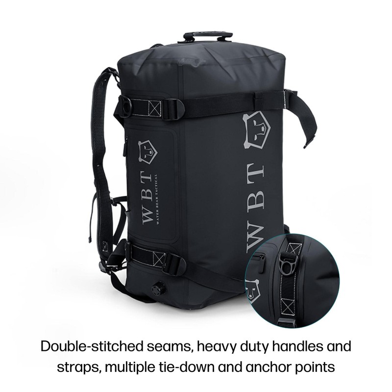 Water Bear Tactical Waterproof 40L Backpack/Duffel (40L, Black)