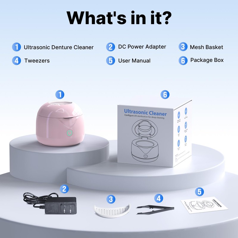 CXRUY Ultrasonic Retainer Cleaner - UV Dental Cleaning Pod Night
