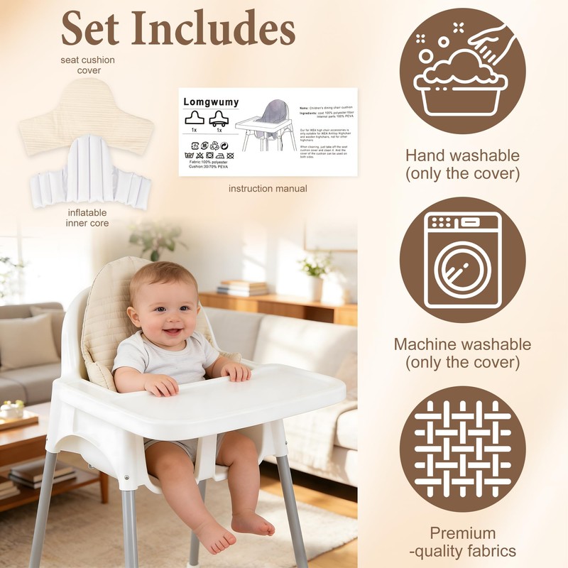 Lomgwumy for IKEA High Chair Cushion, Double-Layered Antilope High Chair