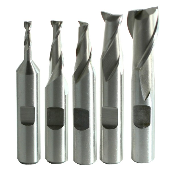 Drill America 5 Piece HSS End Mill Set, 1/8" -