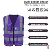 A-SAFETY Purple High visibility vest,Reflective Safety Vest Workwear 7 Pockets