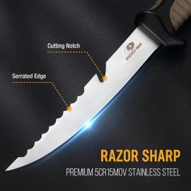 MOSSY OAK 3-Piece Fishing Fillet Knife Set Stainless Steel Filet Knives Brown