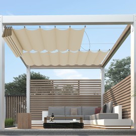 FLORALEAF 3'×16' Pergola Shade Cover Waterproof Retractable Pergola Replacement Canopy Slide Shade Sail with Cable Hardware for Outdoor Patio Porch Garage Deck Backyard Awning