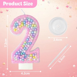 Zlongron Birthday Number Candles, Handmade Macaron 3D Flash Number 2 Candle, Suitable for Girls and Boys' Birthdays, Weddings, Anniversaries, Theme Party Cake Decorations
