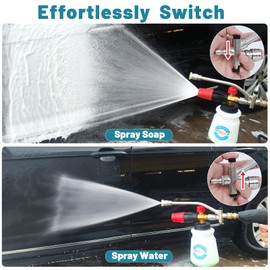 DUSICHIN Foam Cannon Dual-Connector Accessory Pressure Washer Double Tip Attachment for Soap Cannon 1/4" Quick Connect for Car Wash, 5 Pressure Washer Sprayer Nozzles DUS2405