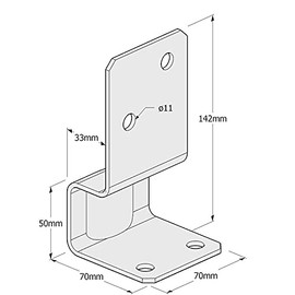 GRUNDLINE - Decorative support foot post anchor post anchor, made of steel, screw-on sleeve - PSK, 70 x 70 x 142 x 3.0 mm - powder-coated, black - for fences, shelters, carports, pergolas, garden