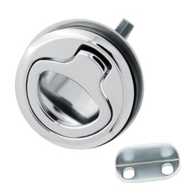 RV Flush Latch Lock | Heavy Duty Chrome Flush Slam Latch | Fits 2" Lock Holes & Door Thickness up to 0.5" | Stainless Steel Round Pull Latch for RV Boat Deck Hatch & Cabinet Hardware