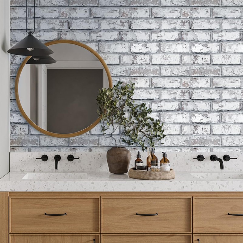 COMSTICKC 3D Faux Brick Wall Panels, 3D Brick Wallpaper Peel