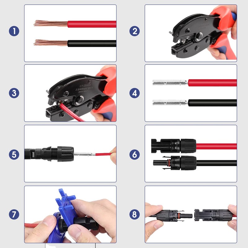 YXGOOD Solar Crimping Tool for Solar Panel Cable with 12