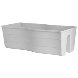 United Frames and Products “Ridge Rail” Long Rectangular Flower Pot, Plant Window Box- Indoor/Outdoor Hanging Rail Planter – Patio, Deck, Balcony, Garden 2 Pack (White)