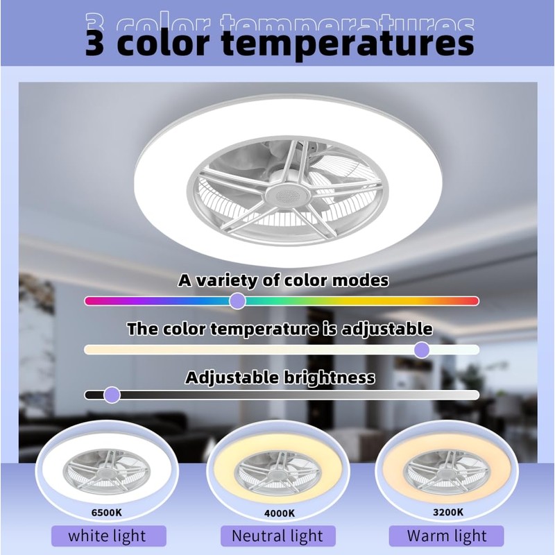BAYSQUIRREL Alexa WiFi Low Profile Ceiling Fan with Light Flush