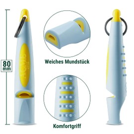 ACME Dog Whistle No. 210.5 (Update 2023) with Free Whistle Band in Matte Black, Alpha, Ideal for Callback, Long Range, Frequency Standardised (Baby Blue/Yellow)