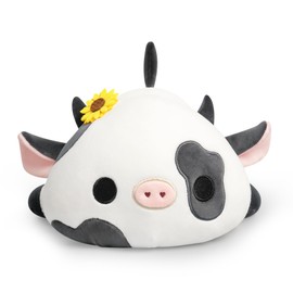 Onsoyours Cute Cow Plushie with Sunflower Headwear, Soft Stuffed Milk Cow Squishy Plush Animal Toy Flower Cow Pillow for Kids (Sunflower Cow, 9")