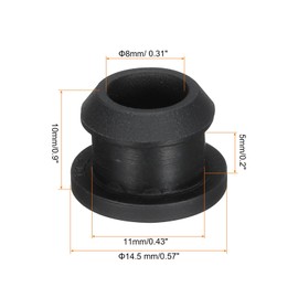 sourcing map 10Pcs Snap Rubber Grommet Plug Mount Dia 11mm ID 8mm Seal Anti-Scratch for Electrical Box Cable Pipe Black
