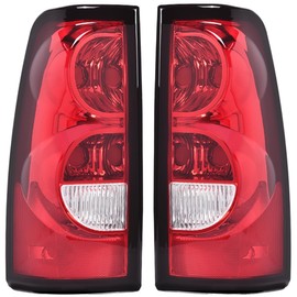 PIT66 Tail Lights Compatible With 2003 2004 2005 2006 Chevy Silverado Rear Light Lamp Assembly Driver And Passenger Side Red Clear Lens GM2800174, GM2801174
