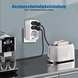 EXTRASTAR EXTRASTAR Mehrfachsteckdose 3-Fach Steckdosenadapter, 2 Euro+1 Schuko Steckdose Kindersicherung, Zwischenstecker fr Bro, Heim oder Reise, Wei? (2 Stck)