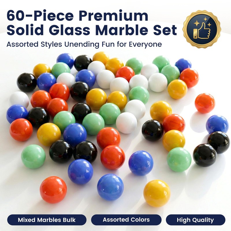 POPLAY 60PCS Glass Marbles Set, for Marble Board Game Chinese