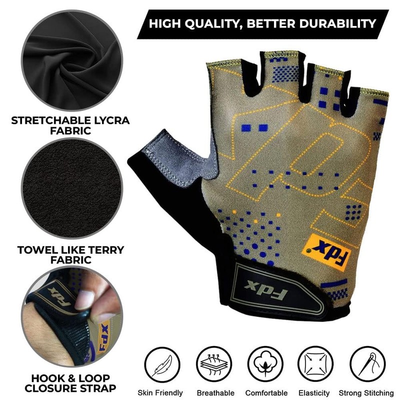 FDX All Day Half Finger Cycling Gloves - Gel Padded,