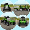 Aosom 12V Ride on Tractor with Trailer, 25W Dual Motors,