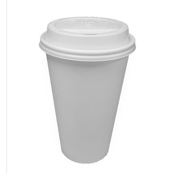 100 Sets 20 oz Paper Coffee Cup Solo Disposable White Hot Cup with Cappuccino LIDS