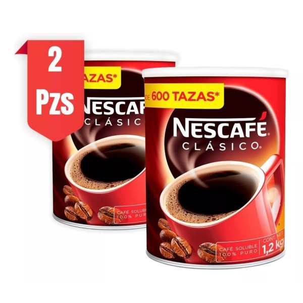 Nescafé 2 Botes De Nescafé Clásico Café Soluble 1.2kg C/u 600 Tazas