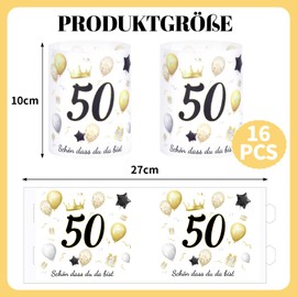 16 Lantern Table Decoration 50th Birthday, Decoration 50th Birthday Man Woman Happy Birthday Lantern Table Decoration 50th Birthday, Suitable for Tea Lights or Candles