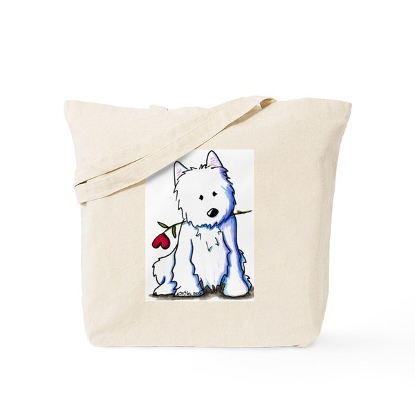 CafePress Westie Love Bucket Tote Bag Reusable Natural Beige Canvas