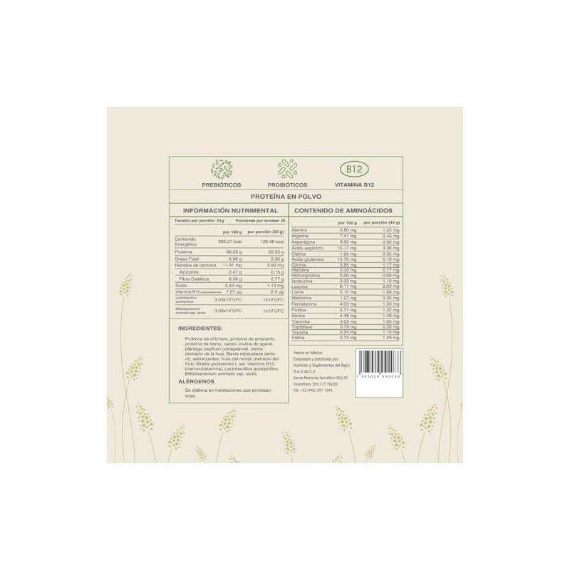 The Grit Co: Purpose, Proteína Vegana, Cacao, 660 gr
