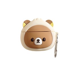 Rertnocnf Case Compatible with 2024 Airpods 4, Cute Kawaii Bear Design Case Cover, Fashion Portable Earbuds Accessories Soft Silicone Wireless Earphone Shockproof Protector with Hook