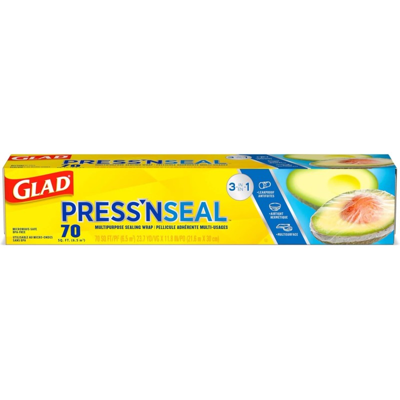 Glad Press'N Seal Plastic Food Wrap, 70 Square Foot Roll