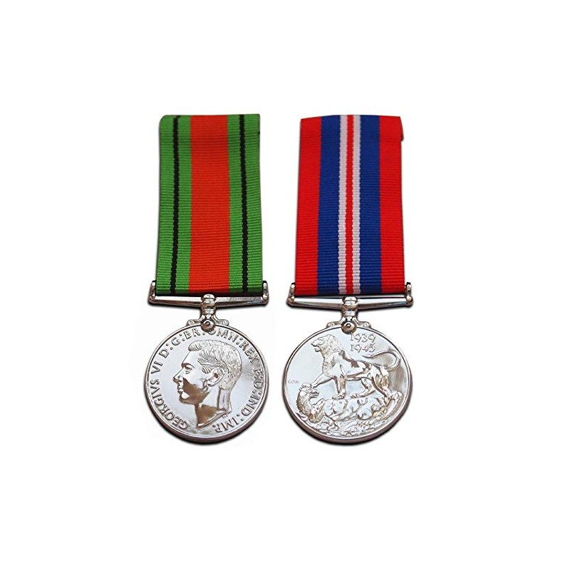 1939-45 War Medal + Defence Medal Full Size Set WW2