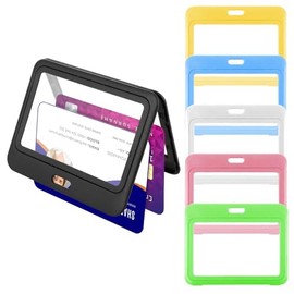 Office Product Oruola 6pcs ID Badge Holder Horizontal,Horizontal Badge Holder with Double-Sided Clear Window,ID Badge Holder for Office School ID Credit Cards Proximity Key Cards Driver’s Licenses Passes Multicolor