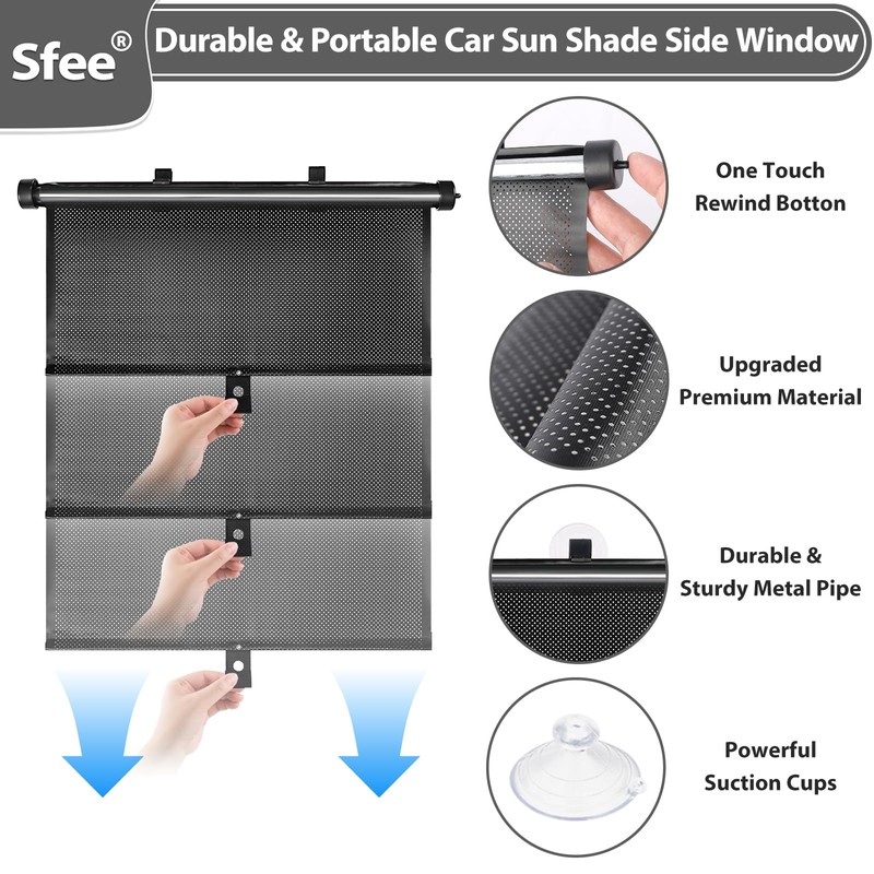 Sfee Car Window Shades for Baby-2 Pack Retractable Side Window