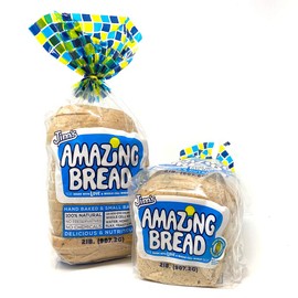 Jim's Amazing Bread/Sliced Whole Cell Wheat Bread 2lb / Gluten Inactive / 5g of Fiber/ 6 All-Natural Ingredients/Non-GMO/Delicious and Healthy (2 Loaves)