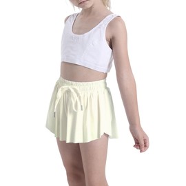Butterfly Flowy Shorts Skirts for Girls Tennis Cheer Stuff Athletic Preppy Running Sports Skirt for Teen Girls (Cream Color, S)